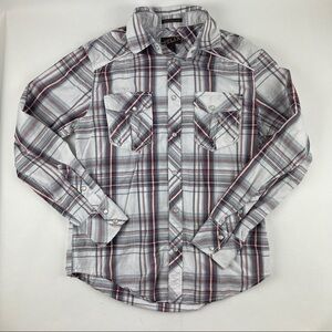 Helix Pearl Snap Shirt Mens Small Gray Athletic Fit Pockets Long Sleeve